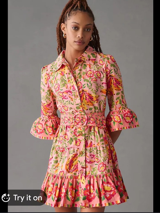 FARM Rio Dresses & Skirts - FARM RIO Painted Bananas Organic Cotton Ruffle Belted Mini Dress - Size XS